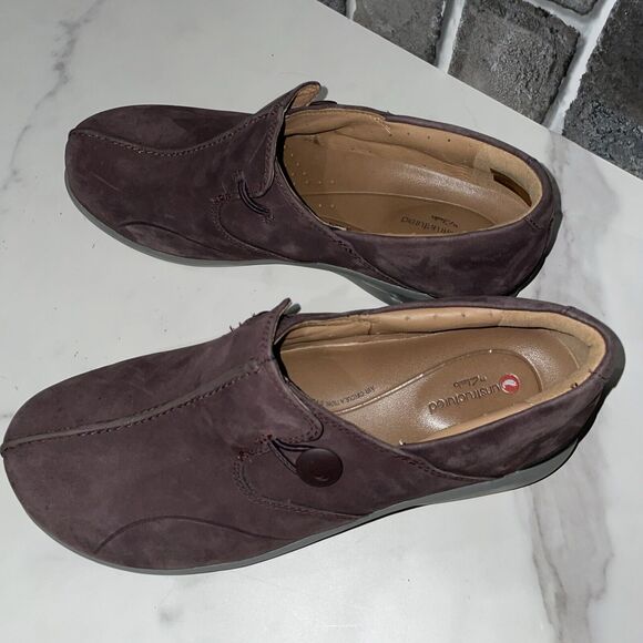 Clarks Unstructured Leather Slip On Shoes Un Loop 2 Walk Aubergine Size 7.5 - Picture 3 of 7